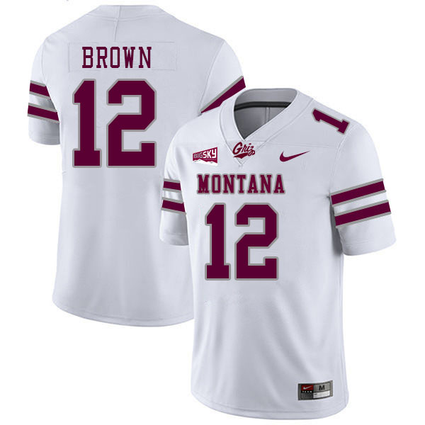 Montana Grizzlies #12 Kris Brown College Football Jerseys Stitched Sale-White